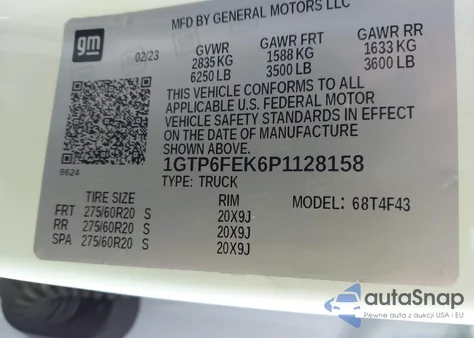 2023 GMC Canyon 4Wd Short Box Denali из США, поврежденный, VIN 1GTP6FEK6P1128158